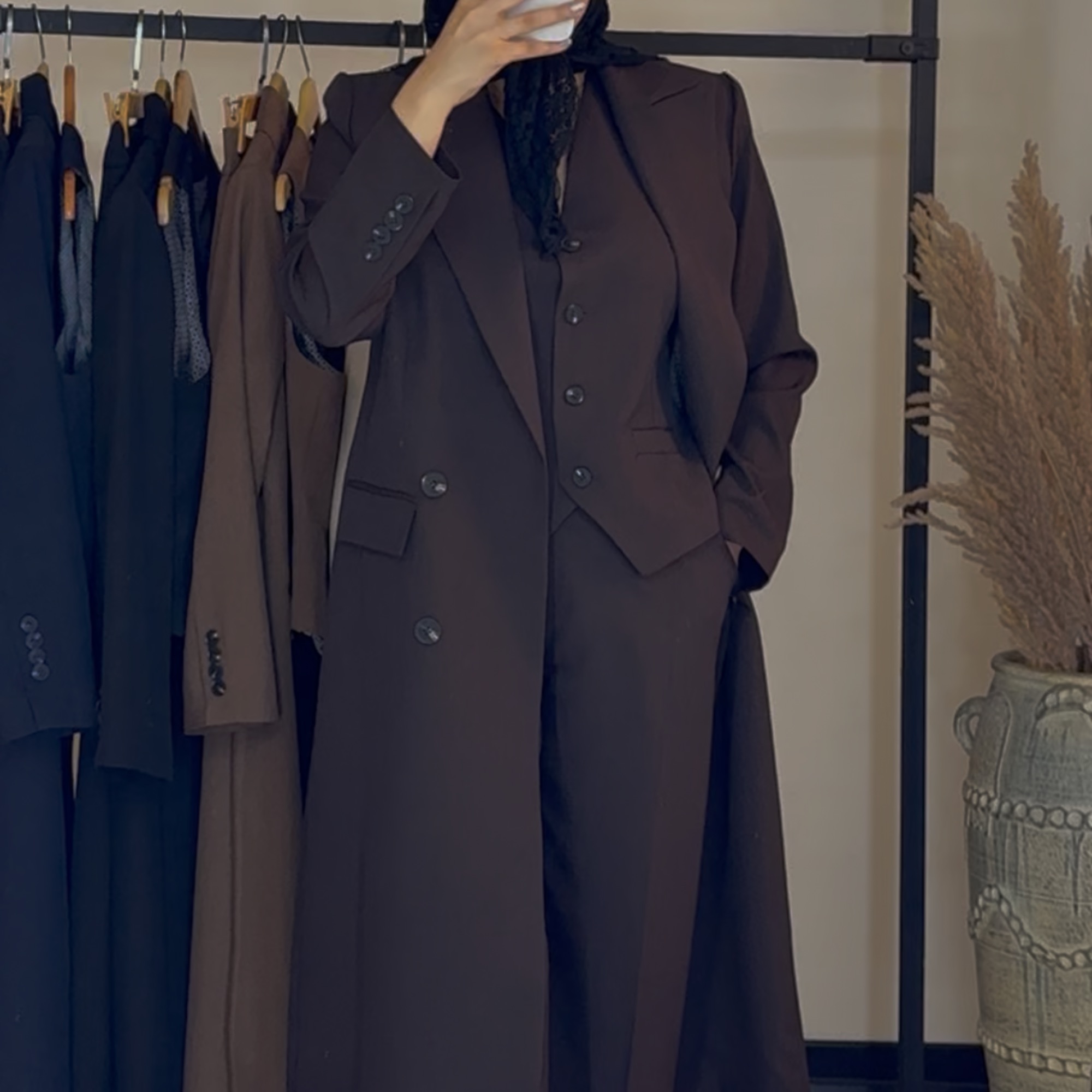 کت بلند و شلوار و جلیقه پارچه بزایاق ترک